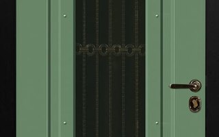 стальная дверь в квартиру с отбойником, ковкой и стеклопакетом